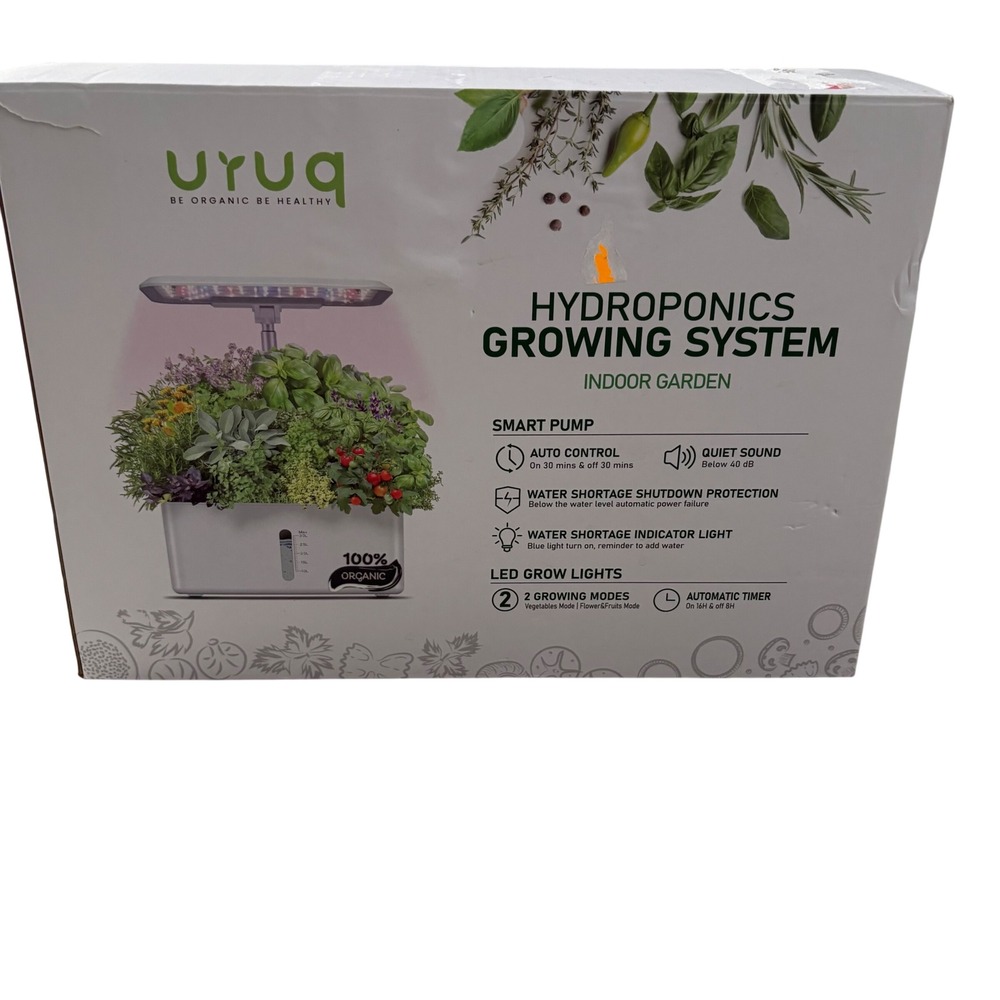 URUQ Hydroponics Growing System 8 Pods Indoor Garden LED Grow Adj. light White